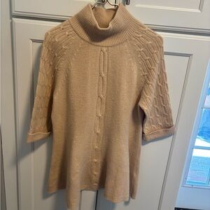 Luxe 100 percent Cashmere Size Large Sweater Tan Diane Snyder modern hand knit!